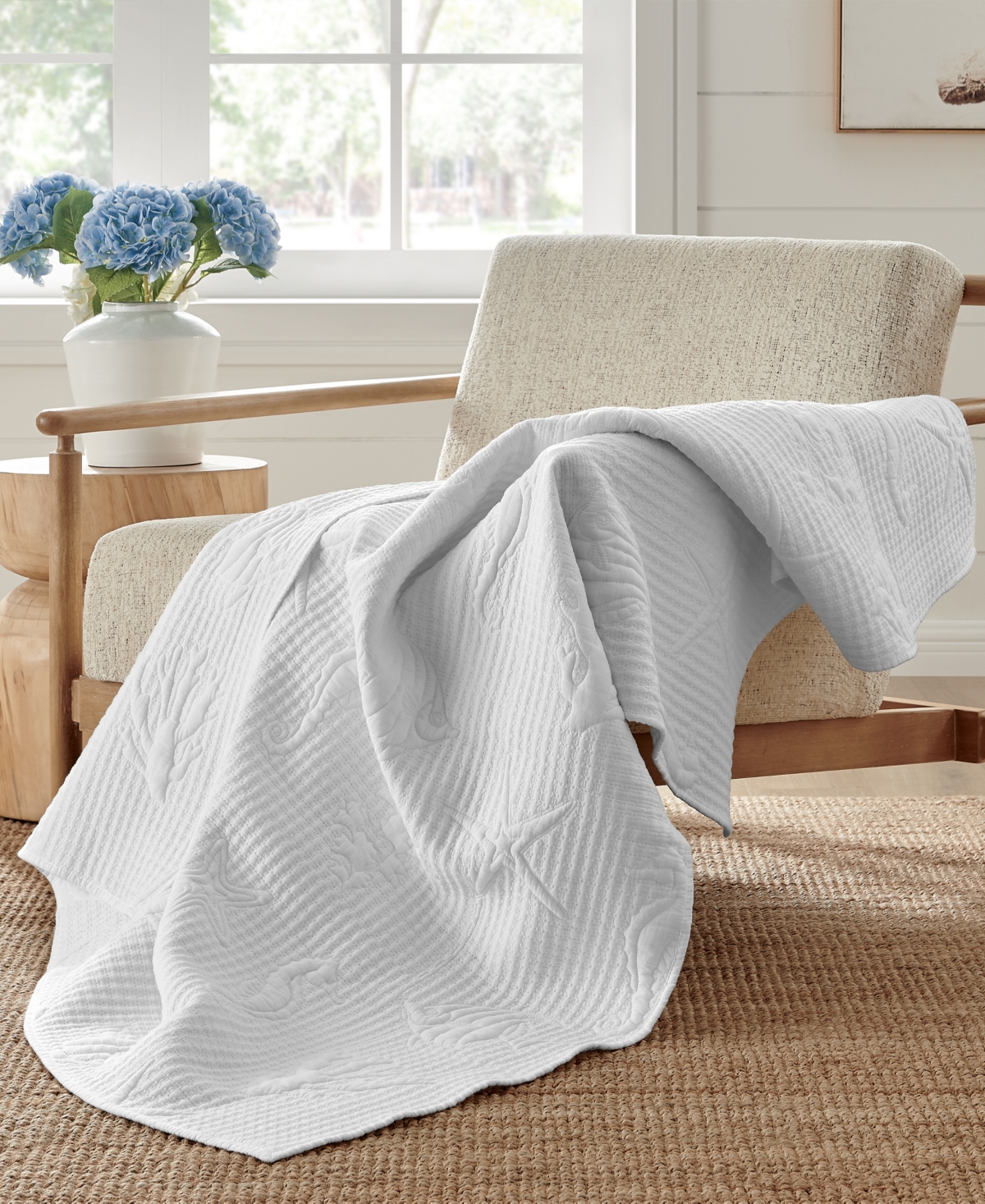 Levtex Cross Stitch Reversible Quilted Throw, 50" X 60"