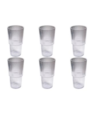 Fine Ribbed Jumbo Glasses, Set of 6