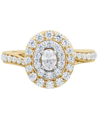 Diamond Oval Double Halo Engagement Ring (1 ct. t.w.) in 14k Two-Tone Gold