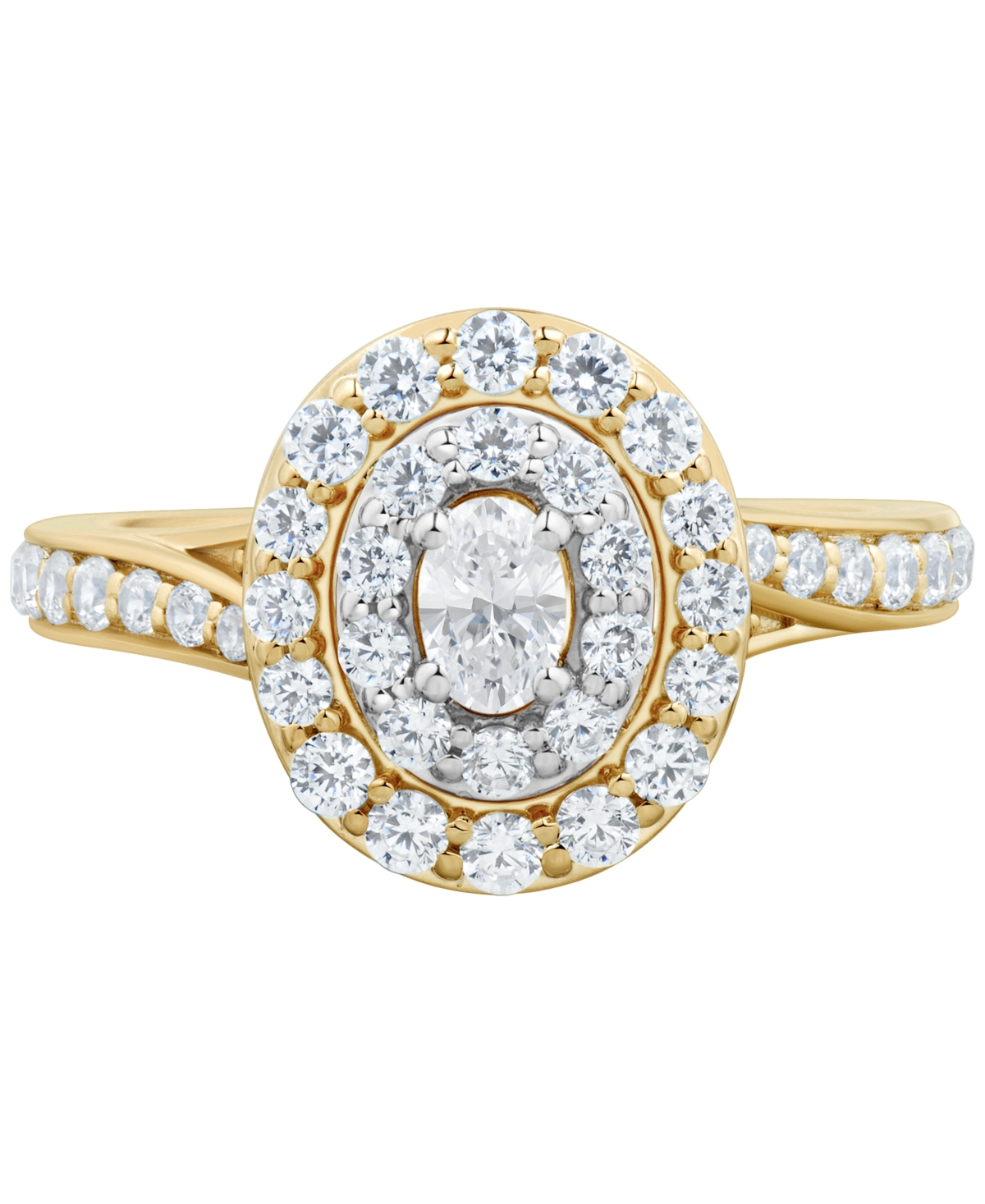Macy's Diamond Oval Double Halo Engagement Ring (1 Ct. T.w.) In 14k Two-tone Gold