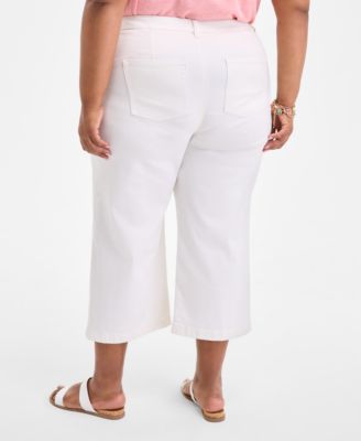 Plus Size High-Rise Wide-Leg Crop Jeans, Exclusively at Macy's 