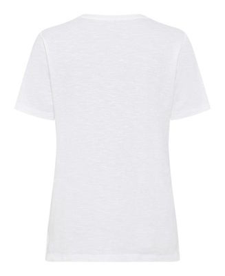Women's Split Neck T-Shirt with Embroidery
