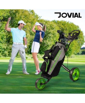 Foldable 3-Wheel Junior Golf Pull Cart with Scorecard Holder