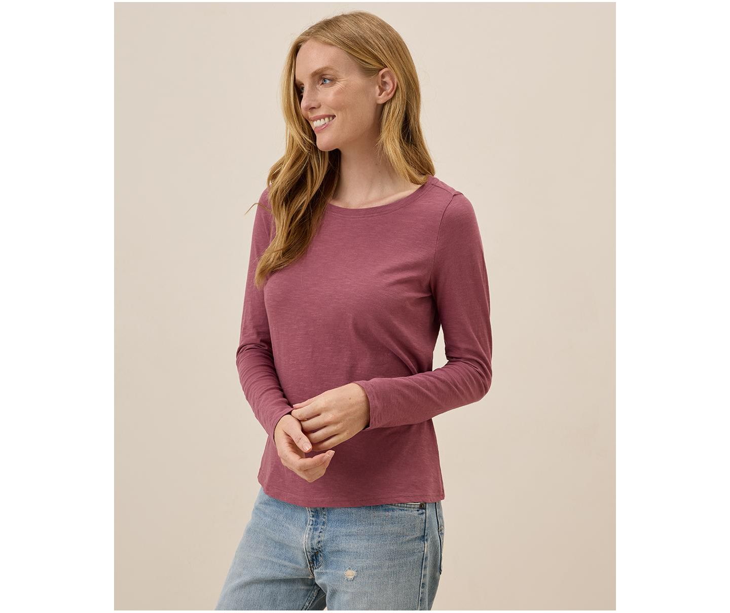 Женская футболка Pact Organic Cotton Featherweight Slub Long Sleeve, цвет: Розовато-лиловый — фото 1