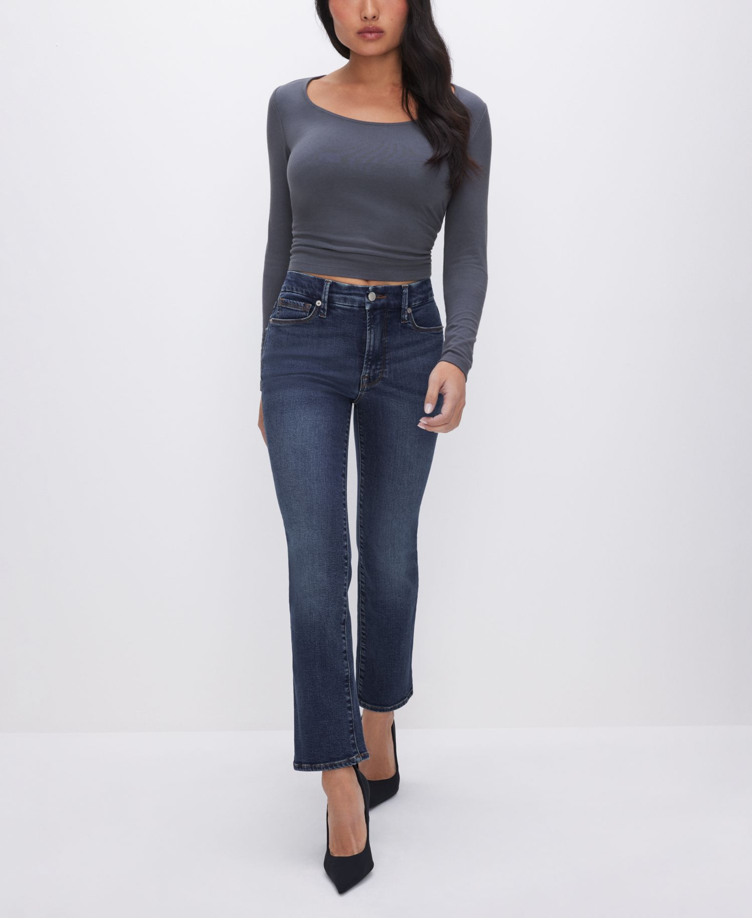 Petite Mid-Rise Straight Jeans