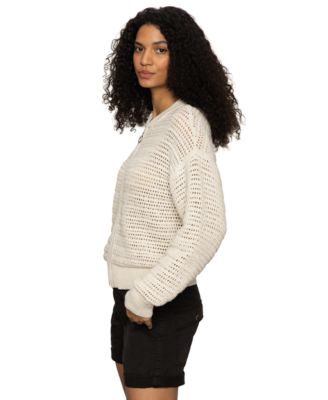 Women's Cotton Open-Knit Bomber Jacket