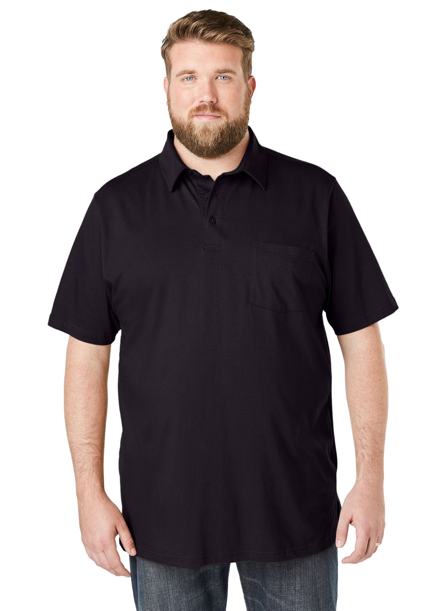 Мужское поло KingSize Heavyweight Jersey Polo Shirt, цвет: Чёрный — фото 1