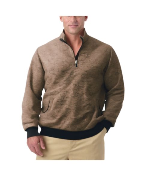 Мужской свитер KingSize Big & Tall Quarter Zip Fleece, цвет: Коричневый меланжевый