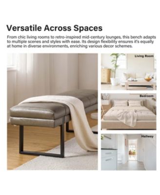 Mid-century Modern Laurens Upholstered Bench with Metal Legs