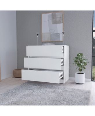 Manufactured Wood 3-Drawer Handle-Free Dresser