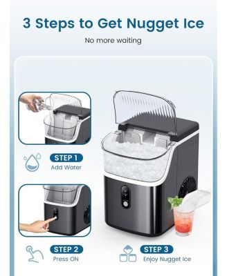 Countertop Nugget Ice Maker, Portable Chewable Pebble Ice Machine, Soft Crushed Ice Maker, 34 lbs/Day, One-Touch Operation, Self-Cleaning