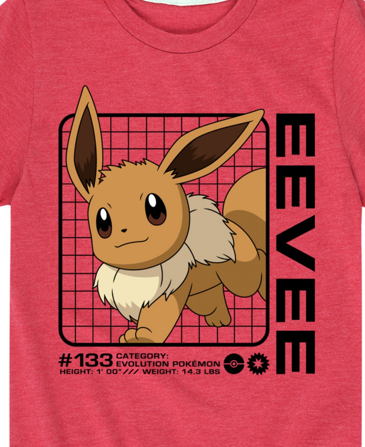 Hybrid Big Boys Pokemon Eevee Graphic T-shirt In Red