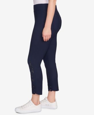 Petite Embroidered Ankle Pants