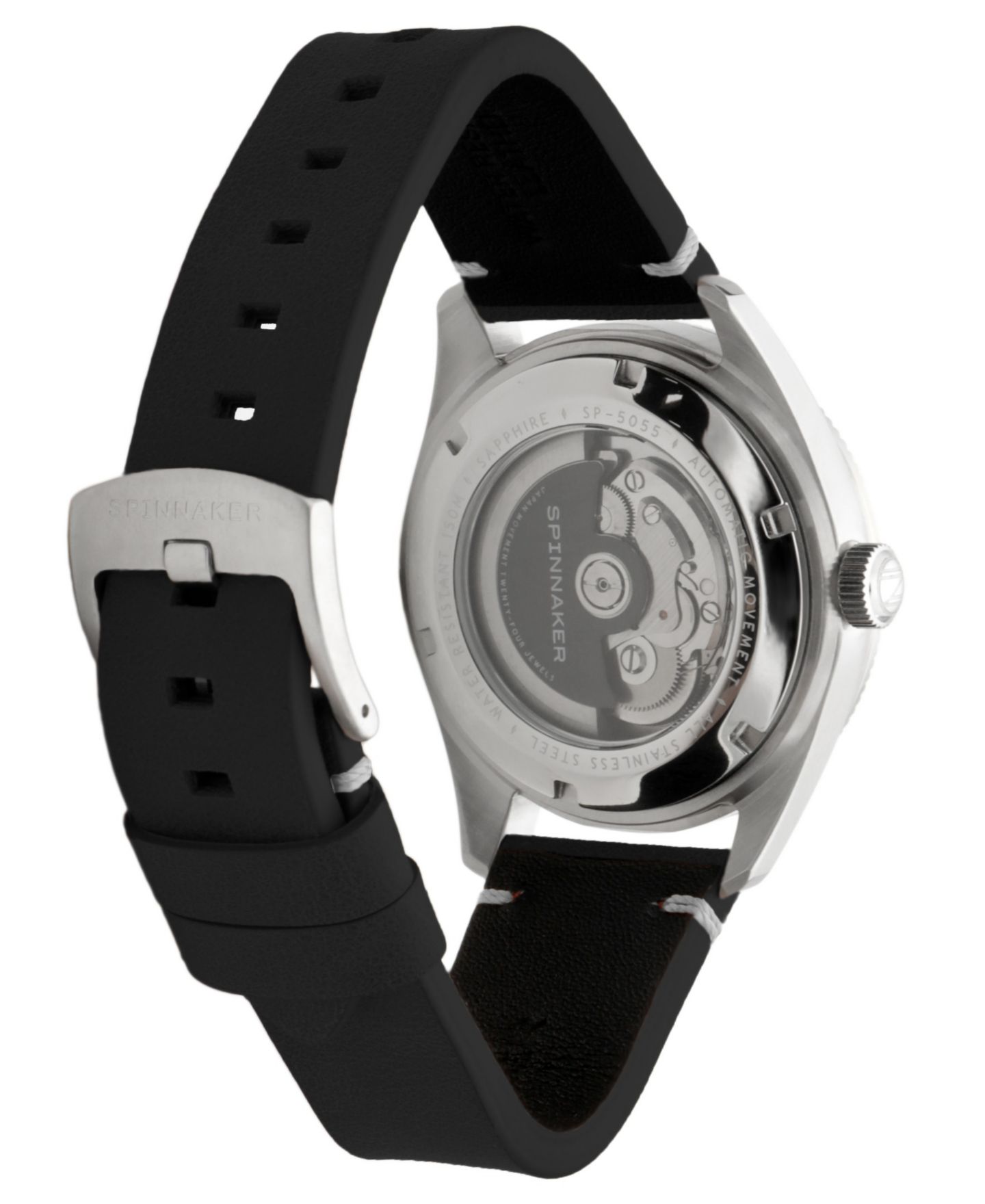 Мужские часы Spinnaker Fleuss Automatic Black Leather Strap Watch, 43mm — фото 3