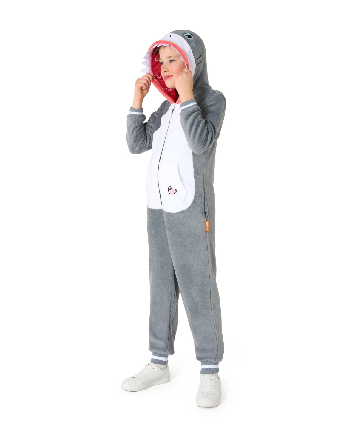 Opposuits Little And Big Boys Shark Onesie In Gray,white