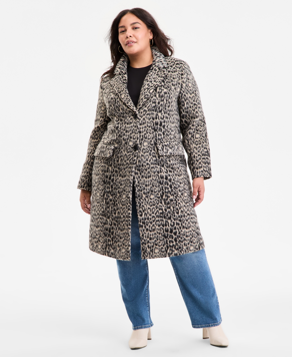 Bcbgmaxazria Plus Size Single-breasted Coat In Brown