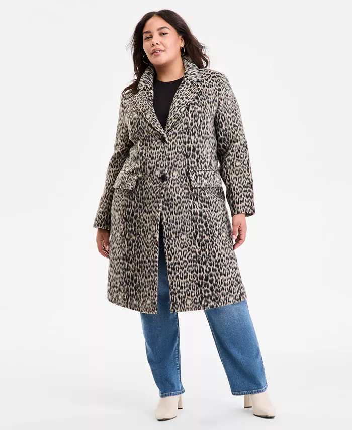 Plus Size Single-Breasted Coat