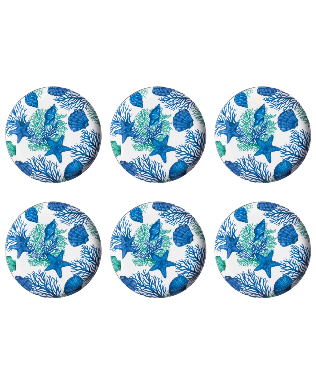 Coastal Coral 6-Pc. Salad Plates, Service For 6 - Blue