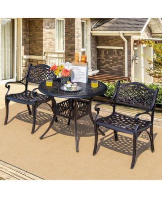 3PCS Cast Aluminum Patio Bistro Set Outdoor Dining Table & Chair Furniture Set