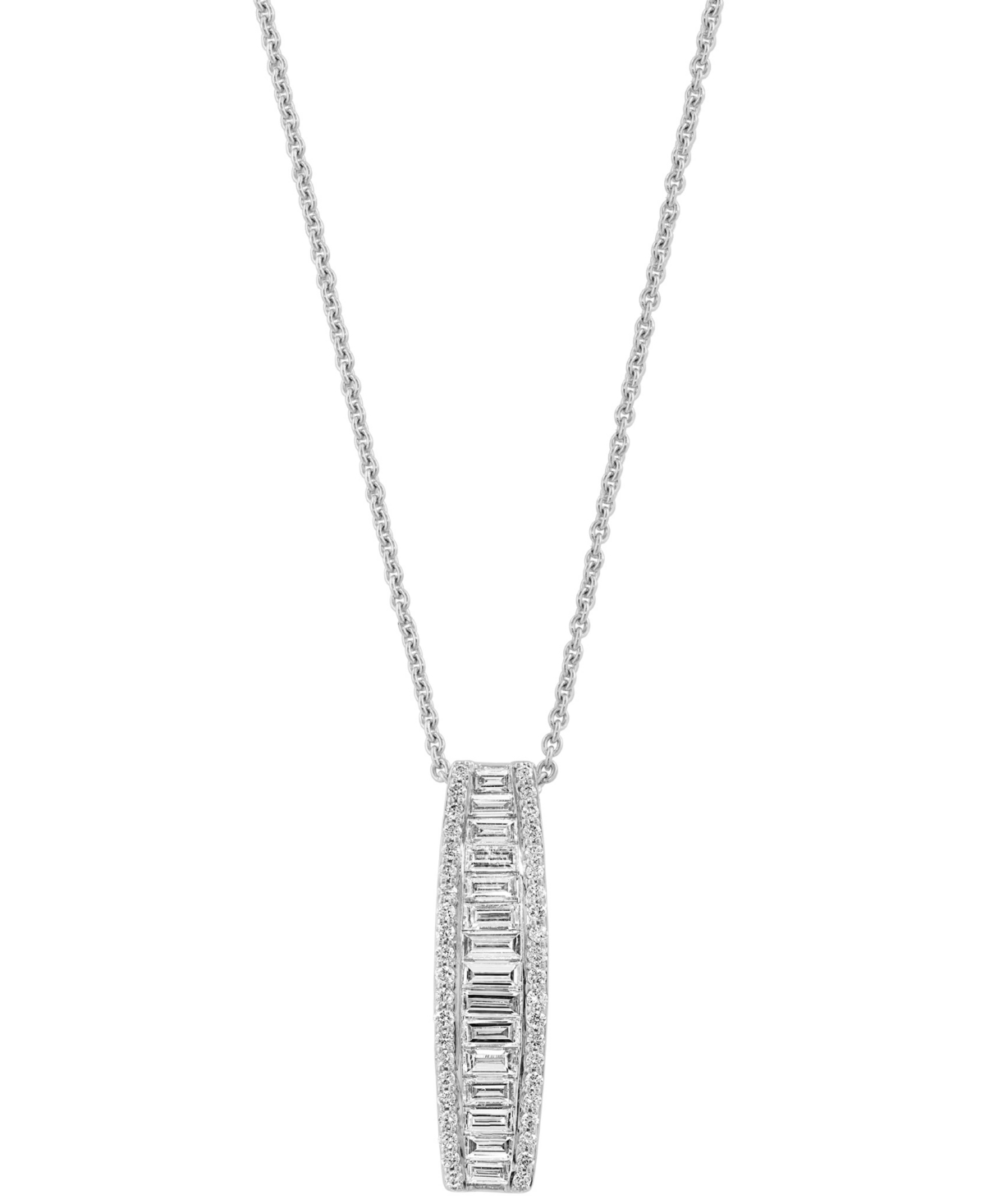 Effy Collection Effy Lab Grown Diamond Round & Baguette Linear Drop Pendant Necklace (1-3/8 Ct. T.w.) In 14k White G