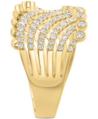 EFFY&reg; Diamond Curved Multirow Statement Ring (3/4 ct. t.w.) in 14k Gold