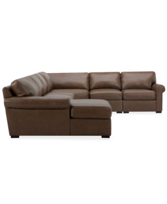 Radley Roll Arm 152" 5-Pc. Leather Wedge Corner Chaise Sectional, Exclusively at Macy's