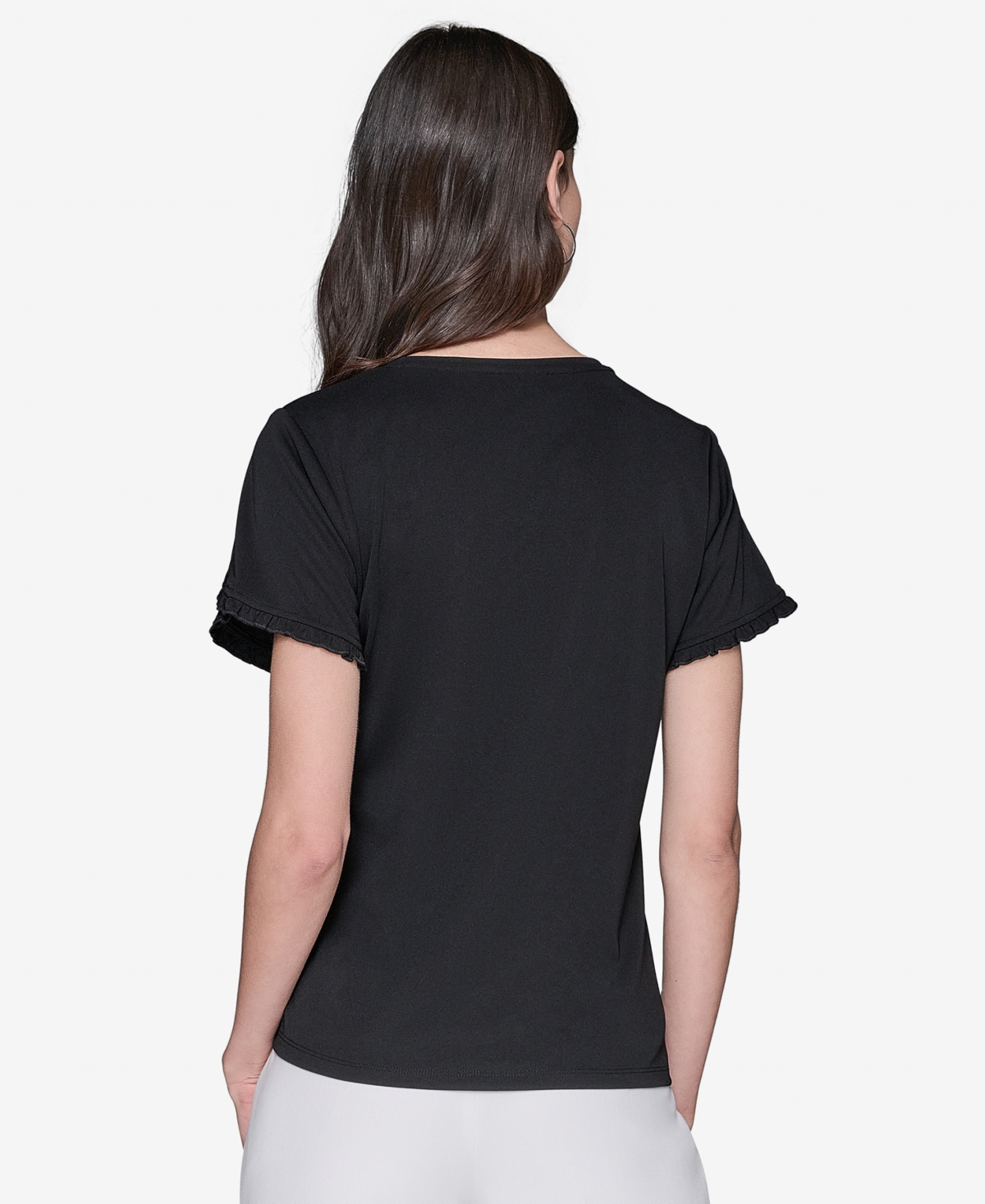 Karl Lagerfeld Women's Crewneck Tulip-sleeve Blouse
