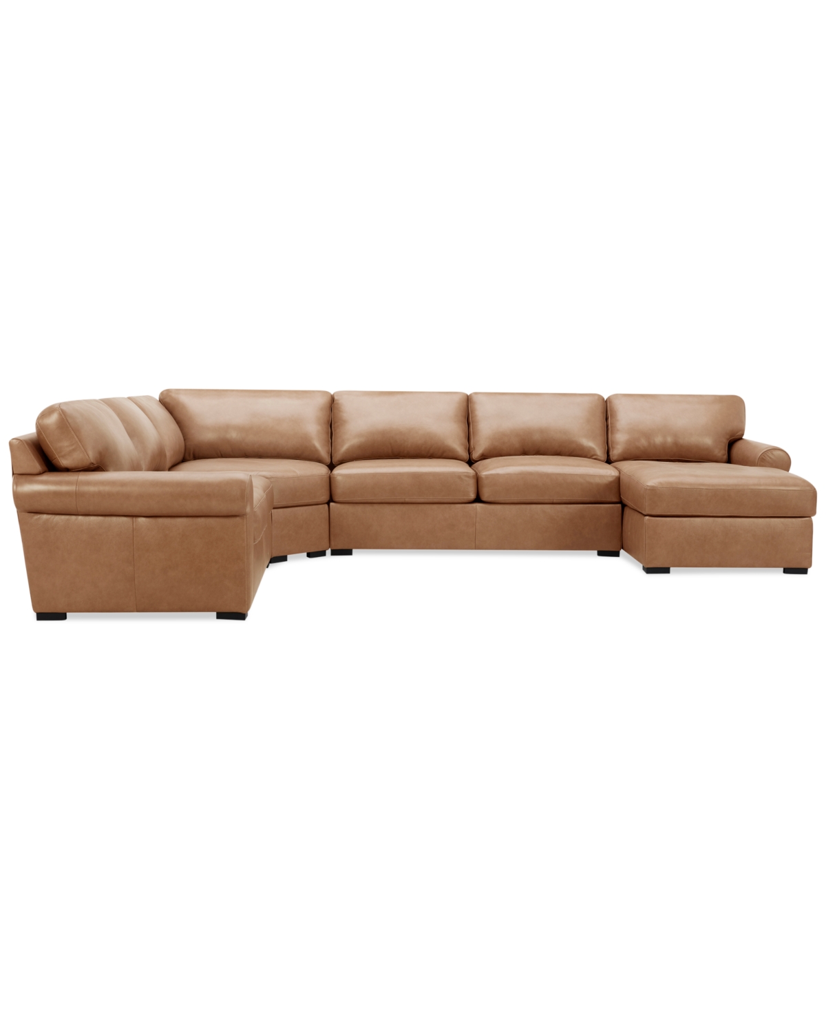 Macy's Radley Roll Arm 152" 5-pc. Leather Wedge Corner Chaise Sectional, Exclusively At