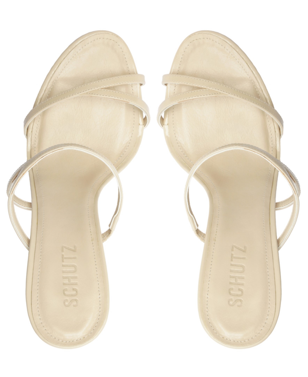 Schutz Diana Leather Stiletto Slide Sandals In Beige