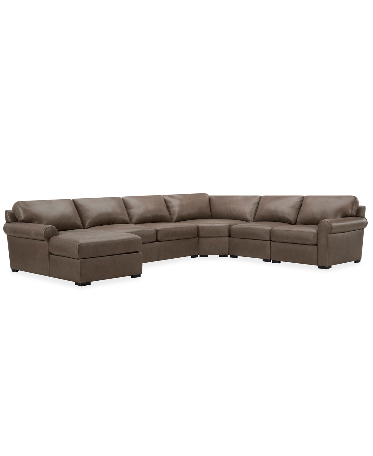 Macy's Radley Roll Arm 152" 5-pc. Leather Wedge Corner Chaise Sectional, Exclusively At