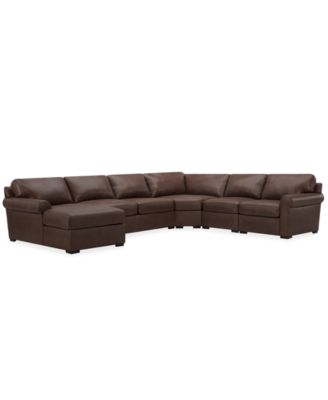 Radley Roll Arm 152" 5-Pc. Leather Wedge Corner Chaise Sectional