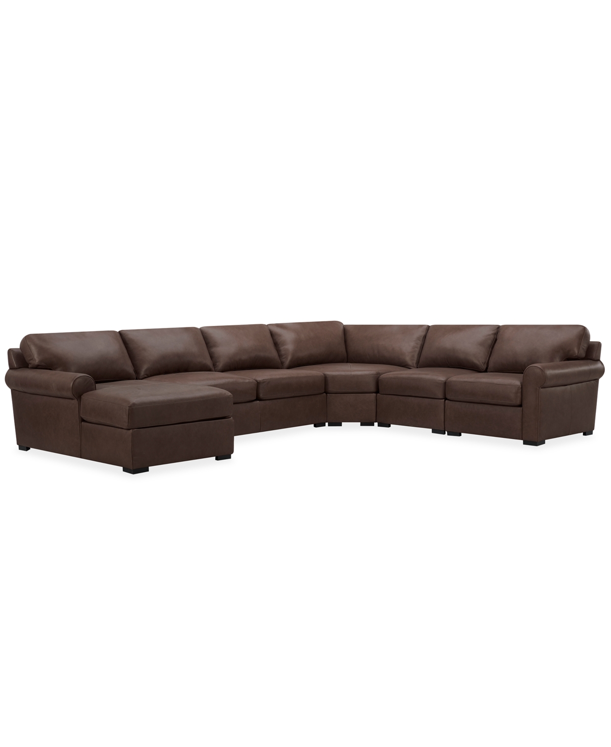 Macy's Radley Roll Arm 152" 5-pc. Leather Wedge Corner Chaise Sectional, Exclusively At