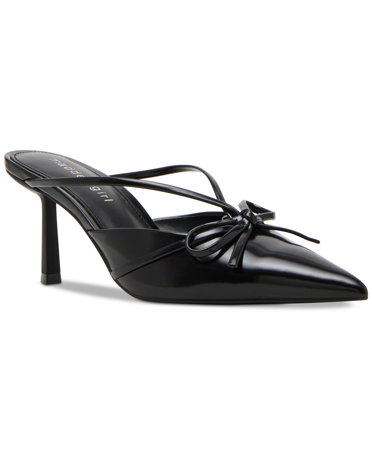 Bellsss Pointed-Toe Bow Dress Mules - Bordeaux Patent