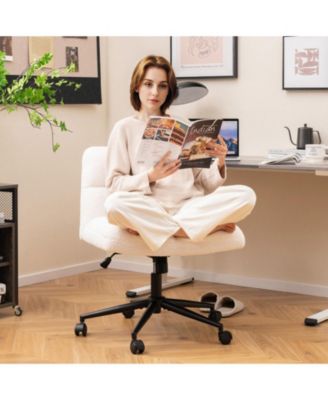 Cross Legged Chair with Wheels with Padded Seat Adjustable Height for Bedroom Study