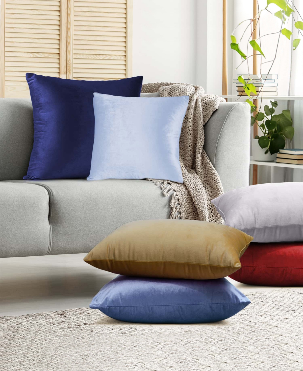 Nestl Elegant 2-pack Velvet Decorative Throw Pillows With Removeable Covers, 24" X 24" In Cherry Red