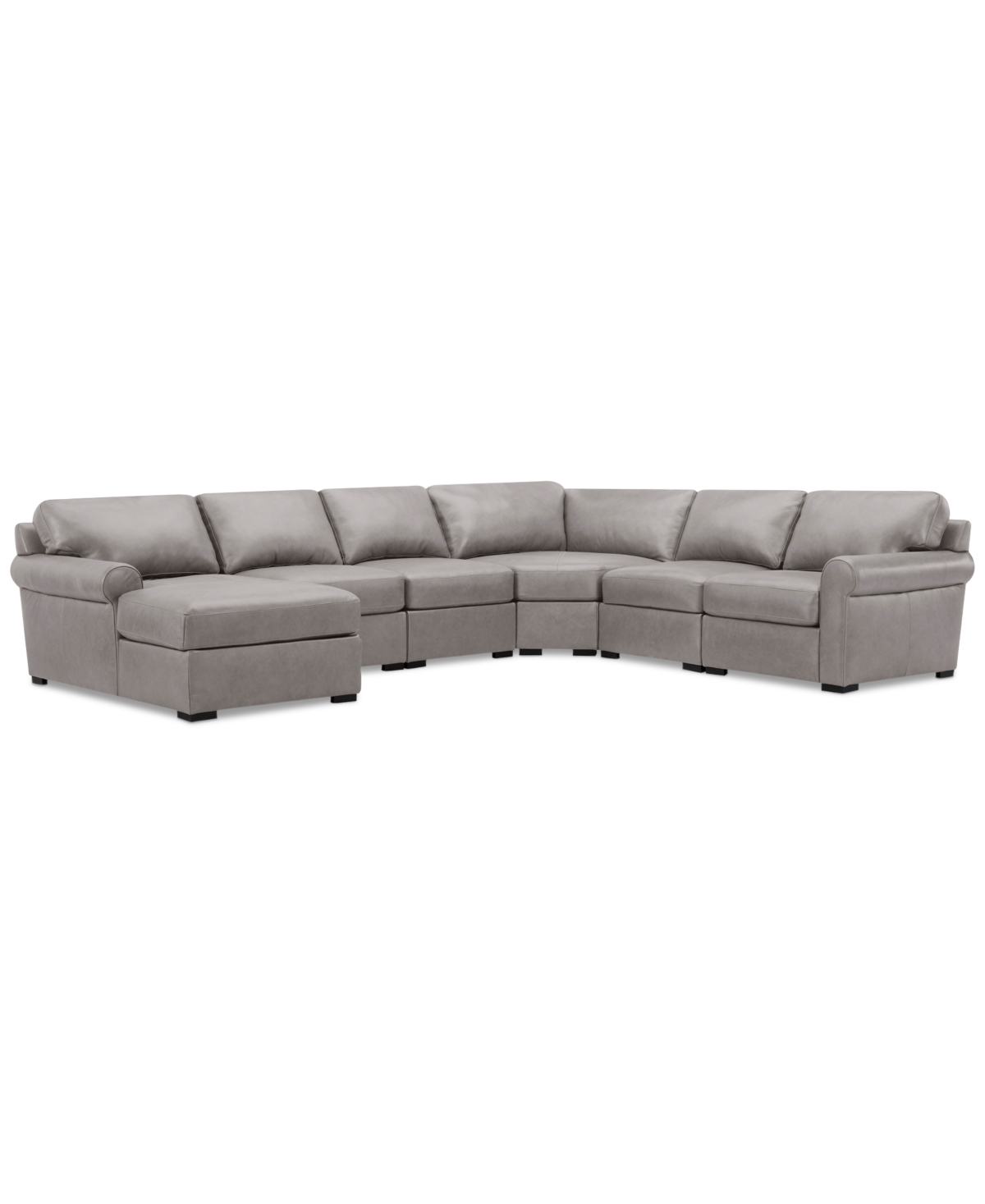 Macy's Radley Roll Arm 139" 4-pc. Leather Square Corner Chaise Sectional, Exclusively At