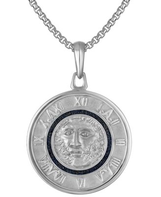 Men's God of Time Sterling Silver Pendant Necklace 24" + 2" extender