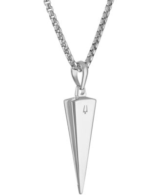 Men's Icon Sterling Silver Black Diamond (1/4 ct. t.w.) Spike Pendant Necklace, 24" + 2" extender
