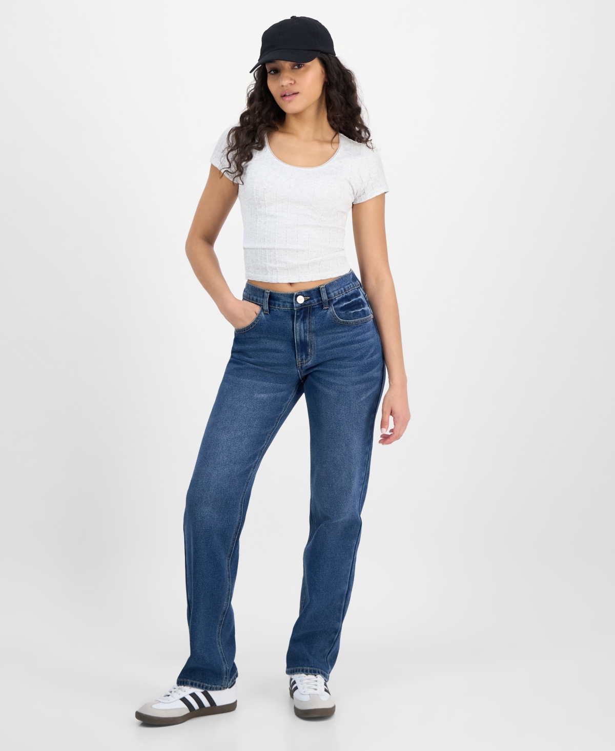 Juniors' High-Rise Baggy Straight-Leg Jeans - Stella Light