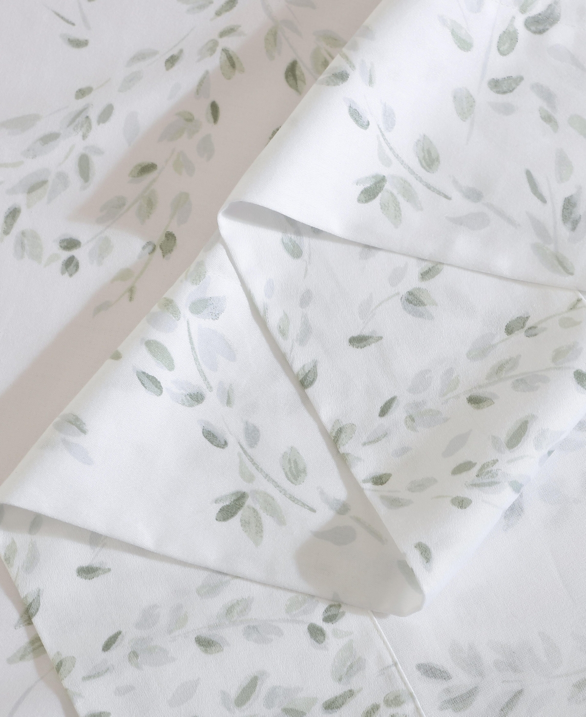 Calvin Klein Printed 300-thread Count Cotton Sateen 4-pc. Sheet Set, Queen In Airy Botanical Pale Green
