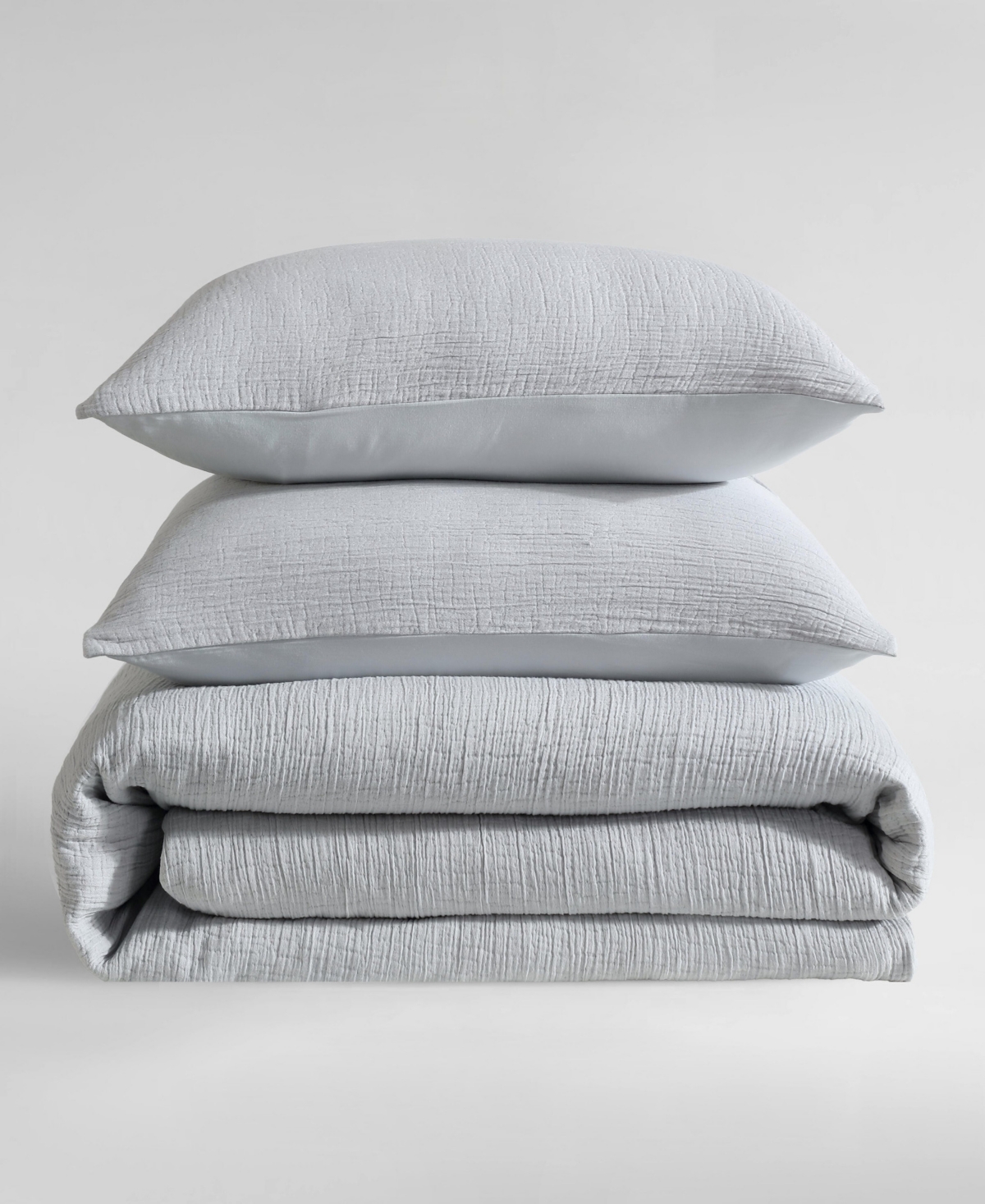 Shop Calvin Klein Washed Percale Cotton Solid 3 Piece Duvet Cover Set, Queen In Dawn Blue
