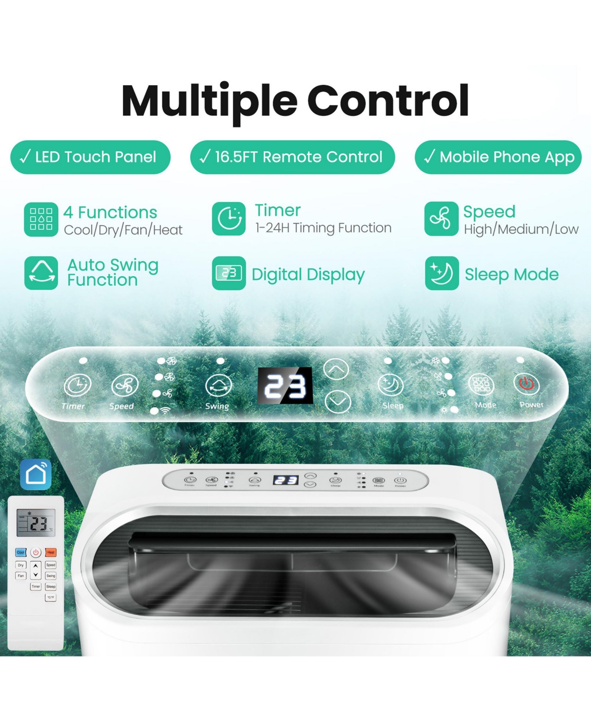 Gymax 12000 Btu Ashrae Portable Air Conditioner Controlled by WiFi Smart App & Remote