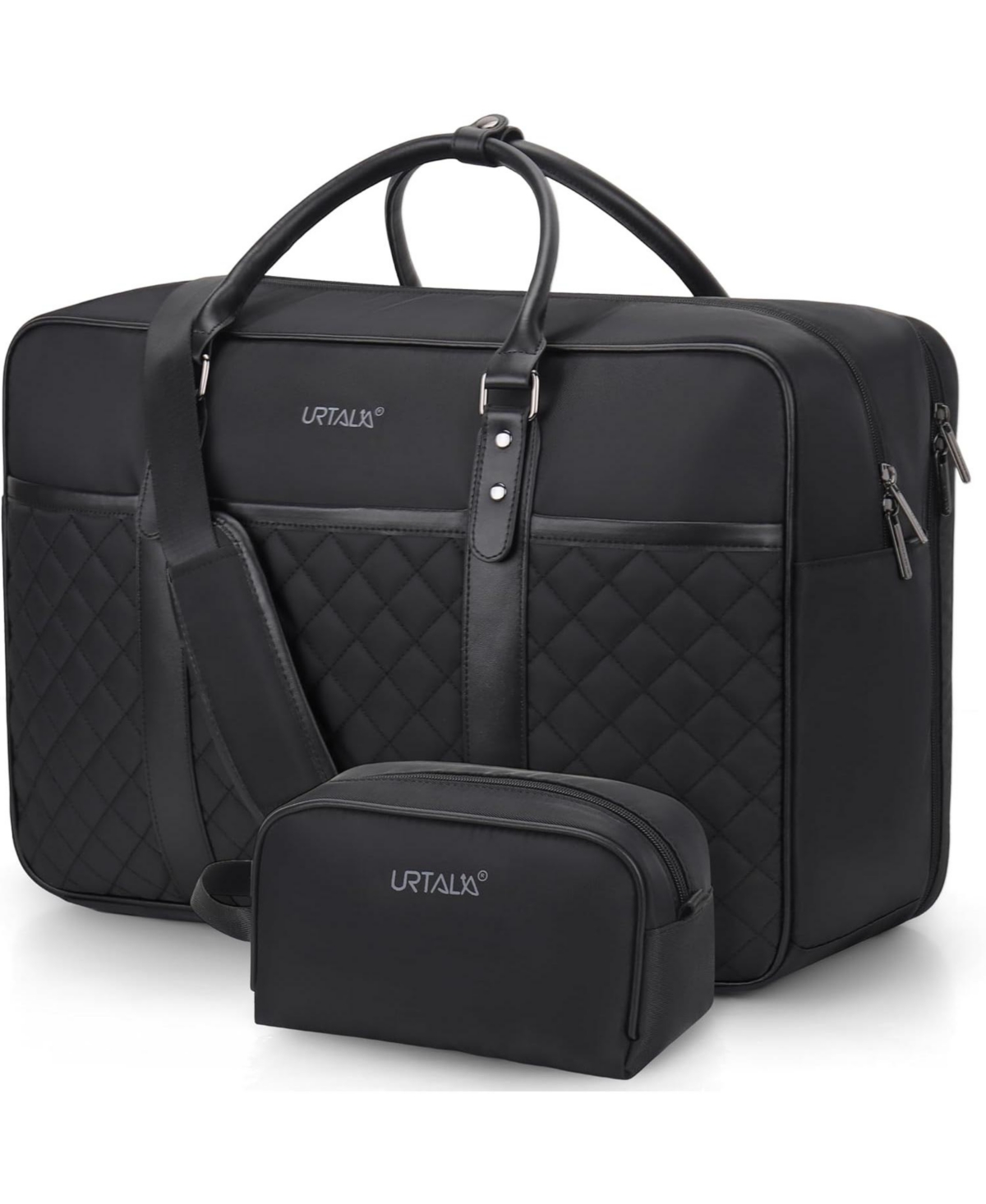 Travel Duffle Bag for Men, Weekender Bag for Women with Toiletry Bag, Carry On Overnight Bag with 17.3 inch Laptop Compartment (Black) - Grey