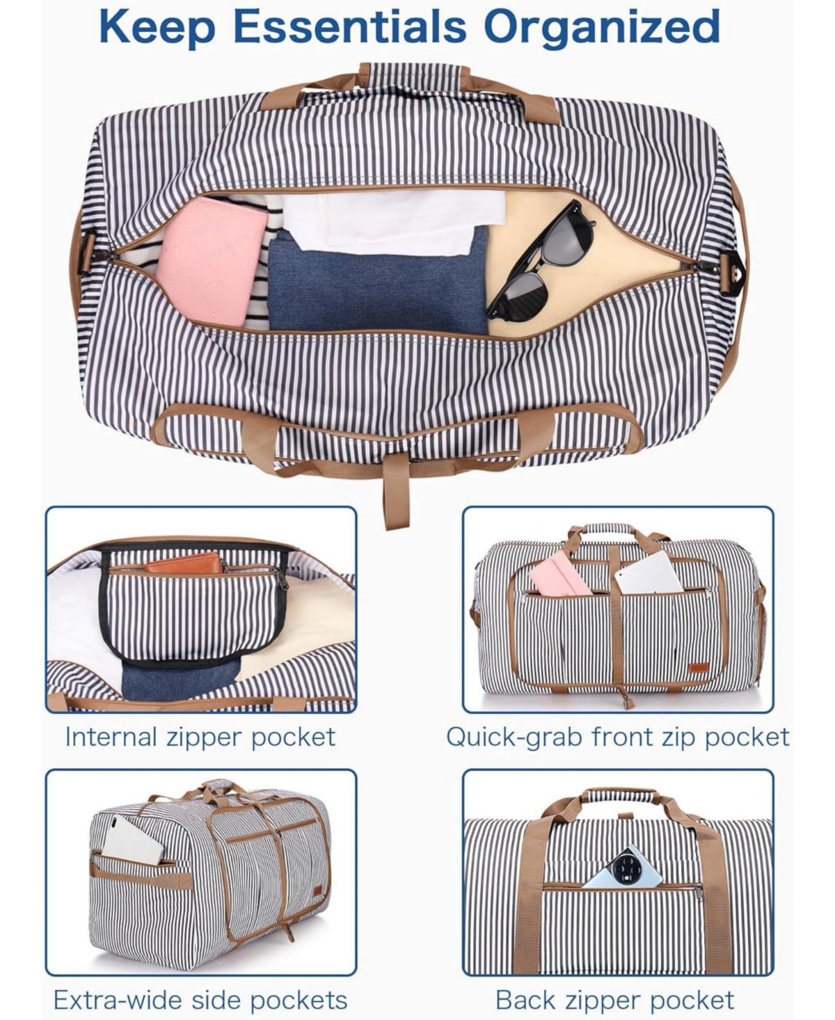 Urtala 120L Foldable Collapsible Travel Duffle Bag for Men and Women with Shoe Compartment