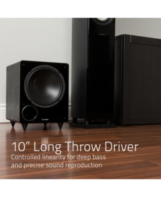 DB10W 10-inch Low Frequency Ported Front Firing Powered Subwoofer for Home Theater & Music (Natural Walnut)