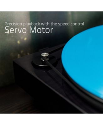 RT82 – Walnut high-fidelity turntable with Ortofon OM10 cartridge, speed control motor & vibration-isolation feet.