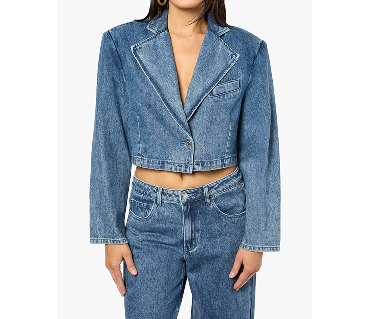 Women's Cropped Blazer Jacket - Mid/dark light