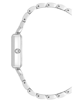 Women's Quartz Rectangular Roman Numeral Silver-Tone Metal Alloy Watch, 23mm