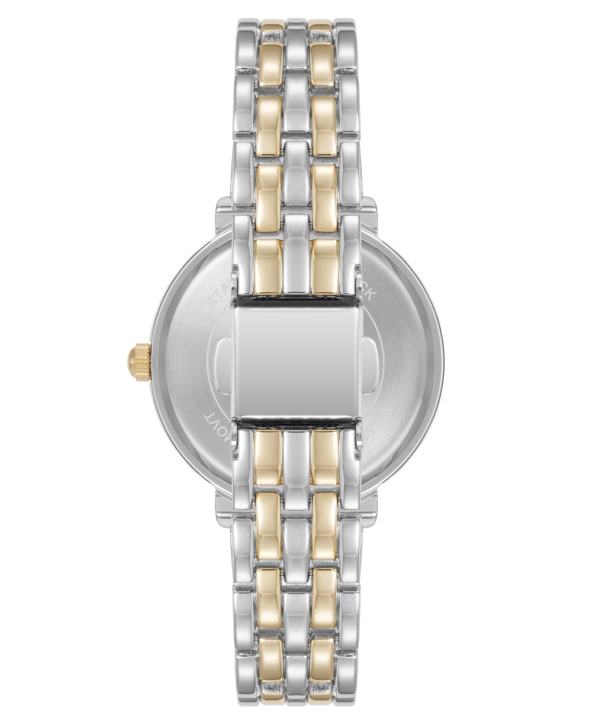 Anne Klein Women's Quartz Round Roman Numeral Two-tone Metal Alloy And Black Dial Watch, 32mm In Black,silver-tone,gold-tone