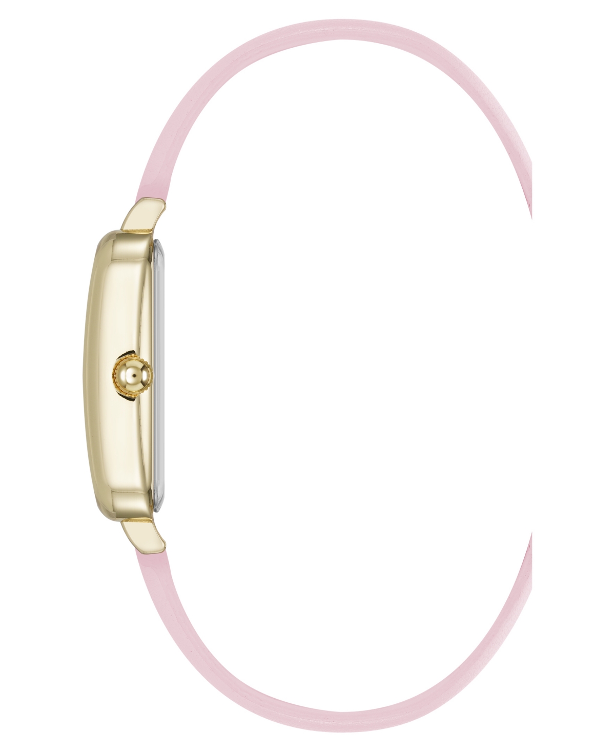 Anne Klein Women's Quartz Rectangular Pink Polyurethane Leather And Gold-tone Metal Alloy Watch, 23mm In Pink,gold-tone